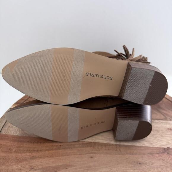 BCBG Girls Boots Girls Size 3 Tan LINDA Fringe Western Ankle Side Zip Block Heel - Picture 8 of 14